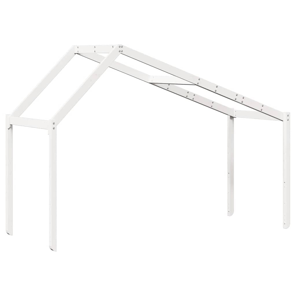 Techo para cuna blanco de pino macizo 213 x 95,5 x 144,5 cm con lado abierto, accesorio para marco de cama, construcción estable, ideal como lugar de juego y retiro en la habitación de los
