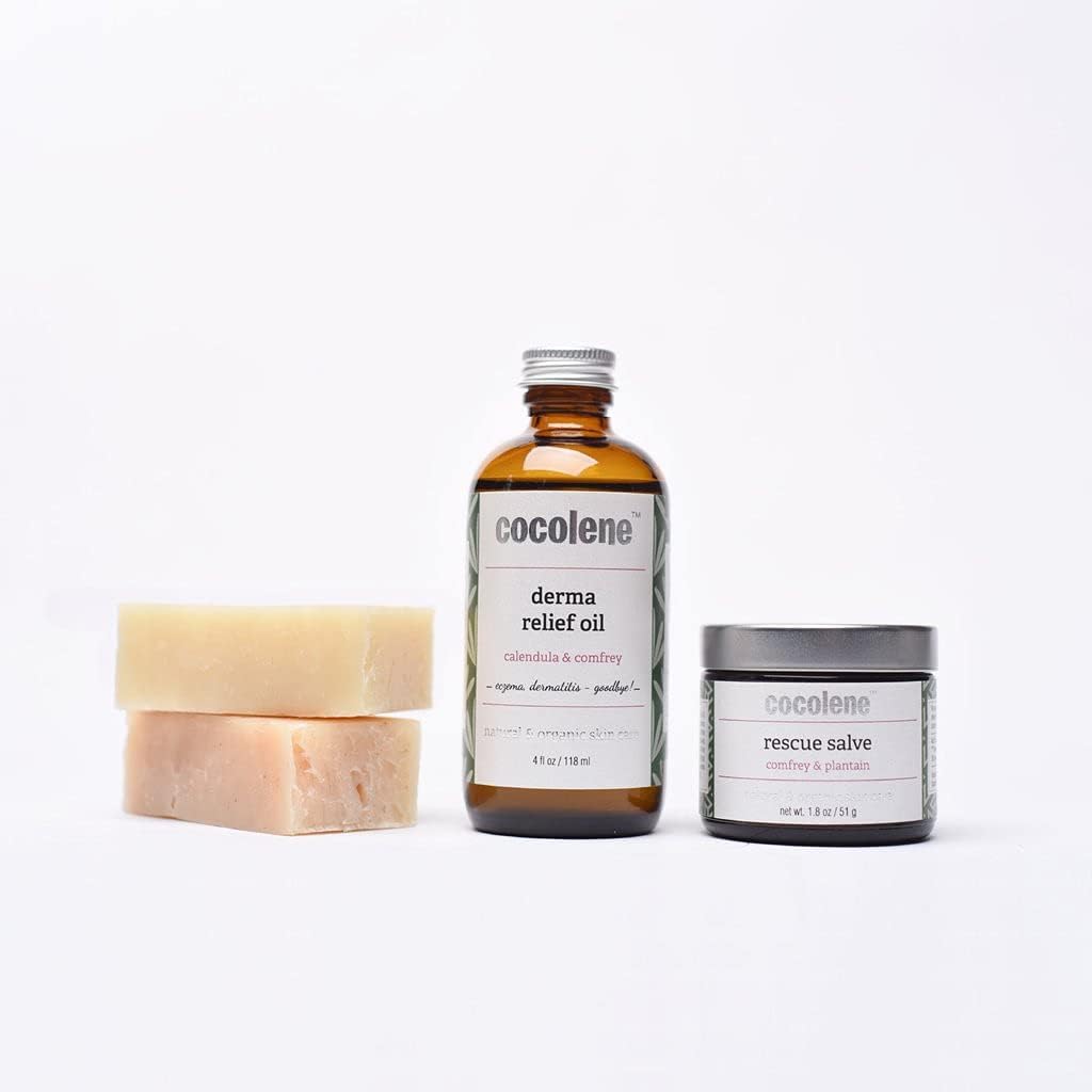 Eczema Treatment- Rhassoul Aloe Detoxes Skin, Ginger Lemongrass Neem Helps Eczema Flares, Derma Relief Oil Stops Itch & Spread Rescue Salve Heals Symptoms of Eczema. Handcrafted in USA.