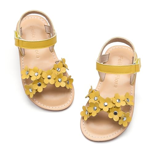 Image of Felix & Flora Toddler Girl Sandals -Flower Girl Dress Shoes Open Toe Little Kid Flats