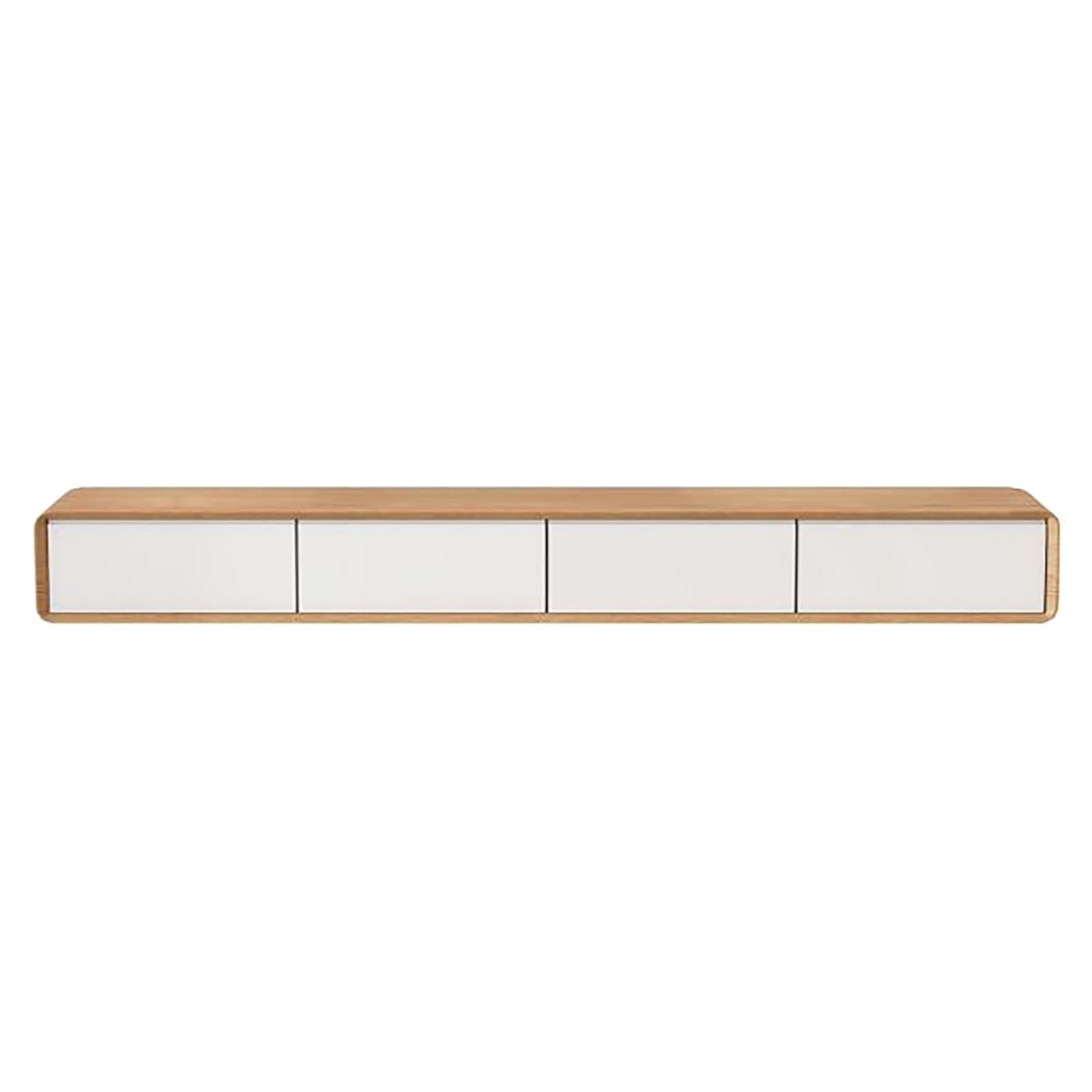 Mobile TV In Legno, Mobile Porta TV A Parete, Console Multimediale Rettangolare, Mensola Sospesa TV Con Ante A Ribalta E Cassetto Per Lettore DVD, Decoder, Console Per Videogiochi(Light Brown,160x24x2
