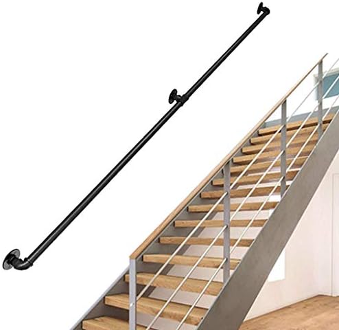 Round Stair Railing Support Kit - Industrial Metal Wrought Iron Banister with Water Pipe Design, 450cm Decking Railings for Home & Stairs, Durable & Stylish