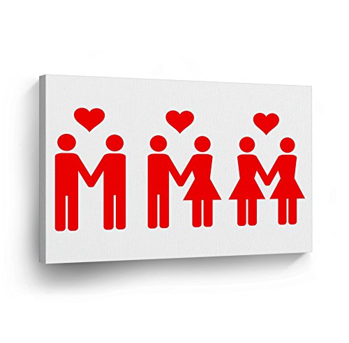 Smile Art Design Equal Love Canvas Print LGBT Rainbow Colors Lesbian Gay Wall Art Love Decorative Decor Artwork Wrapped Stretcher Bars - Handmade in The USA - Ready to Hang 11x17