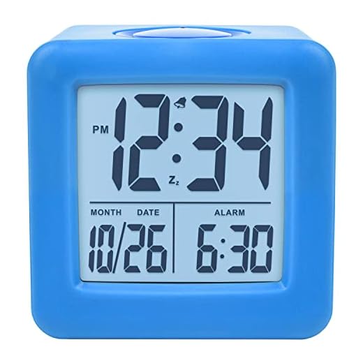 Equity 73005 Blue Soft Cube LCD Alarm Clock with Smart Light