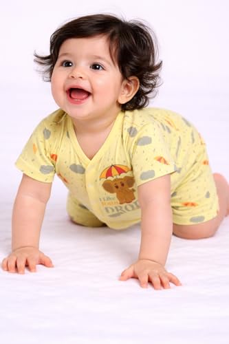 Image of Chandrika Baby Boys & Girls Regular Fit 100% Cotton Half Sleeve Jhabla & Shorts Set Pack of 3