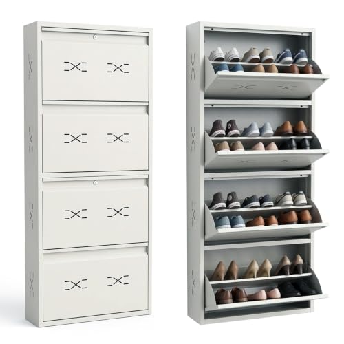 I Double Decker Metal Shoe Rack I Double Lock I Wall Mounted I 4 ...