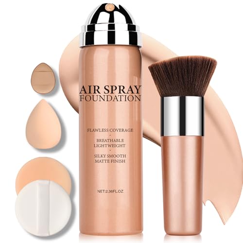 IONSGAKO Magic Minerals Airbrush Foundation Makeup Spray Silk Flawless Foundation Mist Makeup Full Coverage Foundation Breathable Long Lasting Natural Matte Finish for Mature Skin(Natural)