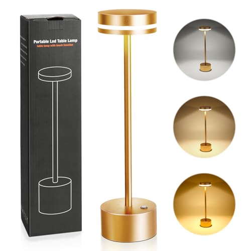 Delisouls LED-bord trådlöst batteri, 5 000 mAh touch bord dimbar, uppladdningsbar LED-skrivbord, 3 färgtemperaturer, USB touch bordslampor, för vardagsrum, hemmakontor, restaurang