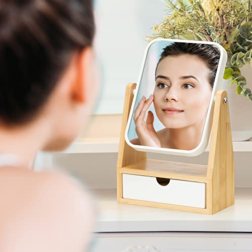 Espejo de maquillaje doble faz rectangular con storage miniatura 2