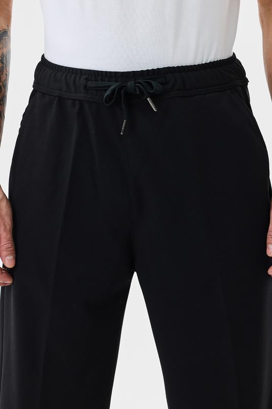 Image of SNITCH Men Trousers Casual Wear | Relaxed Fit, Drawstring Closure, Plain Pattern | Cotton Blend, Full Length, Streetwear Style