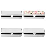 BAOZOON 4 Pcs Sublimation Blank Metal Lipstick Case Holder With Mirror Heat Transfer Lip Gloss Purse DIY Portable Lipstick Holder Case Jewelry Storage Box