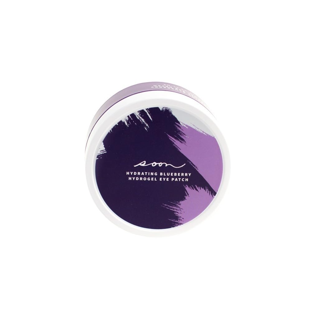 SOON Skincare Hydrating Blueberry Hydrogel Eye Masks - with Blueberry Extract, Caffeine & Marine Collagen – Depuff, Brighten & Deeply Hydrate Tired Eyes (30 Masks)