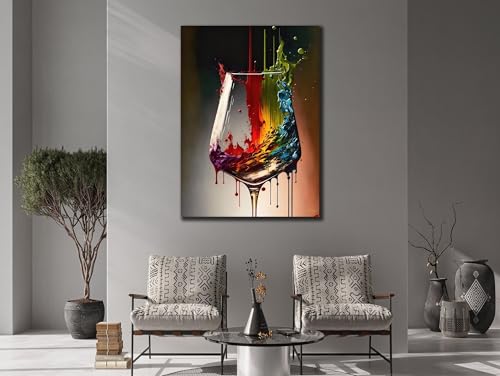Verre à vin abstrait en affiche et impression sur toile de 70x100cm