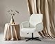 Contemporary Swivel Desk Chair, Plush White Bouclé Upholstery, Adjustable Ergonomic Design, Sturdy Metal Base, Ideal for Modern Home Office, Comfortable Seating, Versatile and Stylish Chair