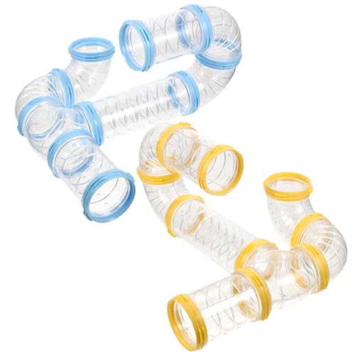 OATIPHO Tunnel pour Hamster 2 Tubes en Plastique Transparent 9.45X2.17 Pouces Accessoires De Cage Modulables pour Hamsters Cochons d'Inde Et Petits Animaux...