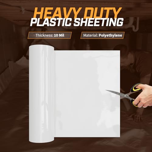 Crawl Space Vapor Barrier, 12 mil 10'x100', White Heavy Duty Plastic Sheeting - Thick Polyethylene Film, 12mil Crawlspace Liner, Drop Cloth Vapor Barrier Covering for Crawlspace and Basement by PureSpace Armor - Image 6