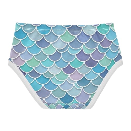Watercolor Mermaid Scales Blue Toddler Girls Underwear, Girls Briefs, 2T–8 Years2