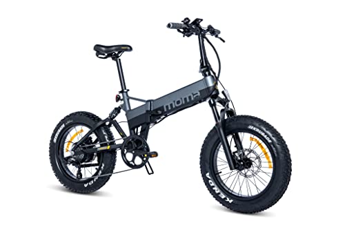 Moma Bikes E-MTB, FATBIKE 20"PRO Full Suspension, SHIMANO 8v, Frenos de Disco Hidráulicos, Batería Ion Lithium integrada y extraible 48V 15Ah