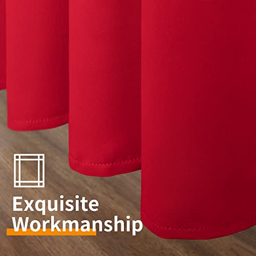 Image of YoungsTex Red Blackout Curtains 54 Inch Length for Bedroom Short Window - Thermal Insulated with Grommet Room Darkening Drapes for Kitchen Bathroom Living Room, 2 Panels, 42 x 54 Inch