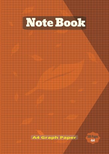  Orange A4 Graph Paper Notebook  500 Pages  Large 8.27 x 11.69 inch  Quad Ruled 4x4 Graphing Composition Book for Students, Engineers, Artists & Math Work