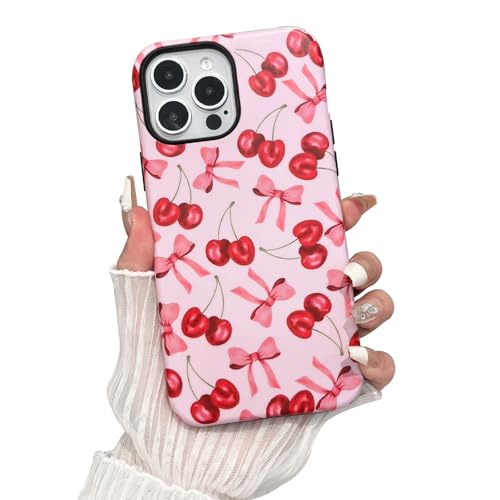 branple Compatible with iPhone 13 Pro Max Case,Cute Pink Cherry Bow Case with Shockproof Slim Soft TPU and Hard PC Protective Cases for Women Designed for iPhone 13 Pro Max Case (Frosted) by branple - Used condition - US$8.91