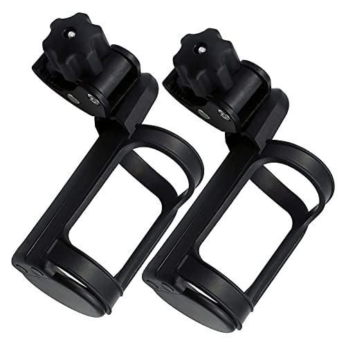 ユニバーサル 2個セット ベビーカーコップ ホルダー 自転車 バイク ベビーカー 車椅子 哺乳瓶 360度回転 ボトルホルダー 取付簡単
