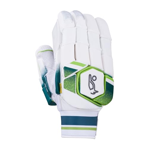 Kookaburra Kahuna Players Batting Gloves - Over Sized Adult right Hand, White/Lime - Image 4