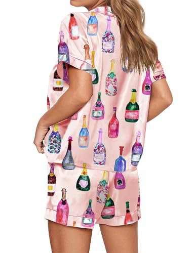 Image of SHESHOW Satin Pajamas for Women Set Preppy Animals Pjs Short Sleeve Shorts 2 Piece Loungewear Sets XS-XXL