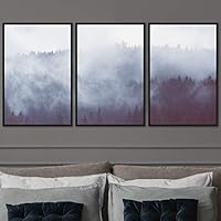 3 Piece Framed Canvas Wall Art Foggy Mountains Canvas Prints Home Artwork Decoration for Living Room,Bedroom - 16