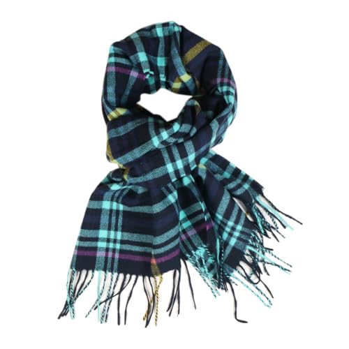 TZ Promise Winterschal mit Fischgrätenmuster, Hahnentrittmuster, Kaschmir-Haptik, klassisch, weich, luxuriös, für Damen und Herren, Blau/Türkis (31), Einheitsgröße