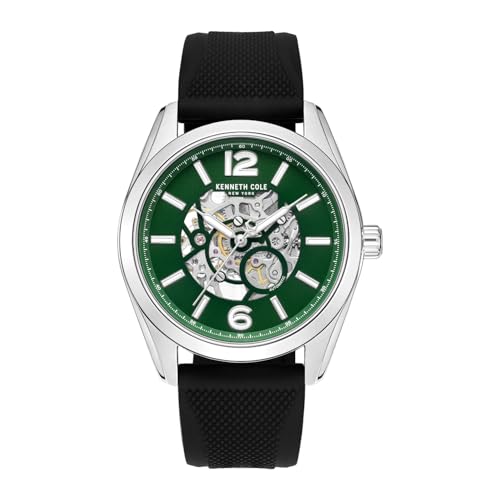 Image of Kenneth Cole Automatic Green Round Dial Men's Watch | Silicon Strap Material | Watches for Men Analog - KCWGZ0104002MNW