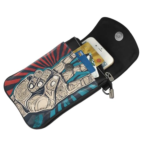 Crossbody Bags for Cell Phone Purse Wallet Summer Microfiber PU Leather Crossbody Purses for Women - rock and roll, Black4