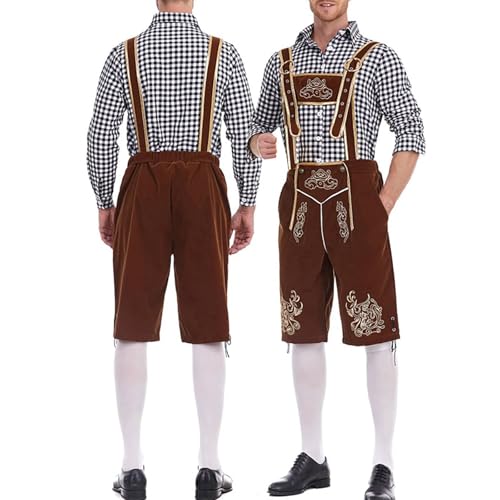 Lederhosen homme marron costume style cour et short tyrolien automne