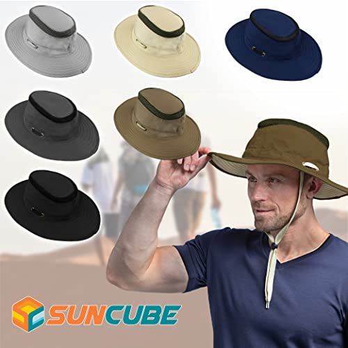 Sun Cube Sun Hat For Men Wide Brim, Women Safari Hat, Hiking Bucket Hat Uv Sun Protection, Boonie Hat Outdoor | Fishing Hat Summer For Sun Beach Camping Upf 50+, Tan #TOP6