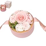 OHiZVZV 1 Stück Rosa Runde Seifenrosen-Box mit Handgemachten Duftenden Seifenblumen, Praktisches...