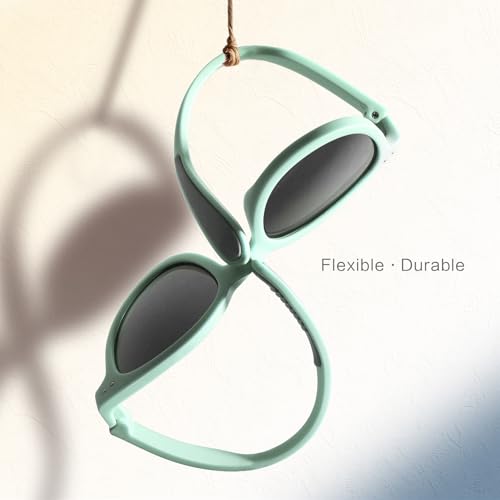 EYEBUDDY Kids Toddler Sunglasses Age 2-4/3-5 Boys Girls Polarized UV Protection Sun Glasses for Age 2-8 (S8444/Age 6-8/2-Pack, A22-Kids Sunglasses-Teal Blue & Mint Green) — view 4