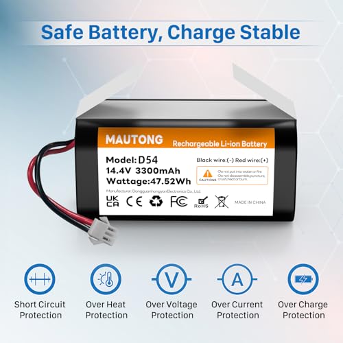 Image of Replacement Battery for Eufy RoboVac 11S, 11 11C 11S Plus 11S MAX 12 15C 15C MAX 15T 25C 30C G10 Hybrid G30 Edge R500 R450, Compatible with Ecovacs Deebot N79 N79S N95 DN622(3-Prong Connector)