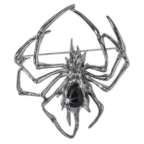 Image of Victorian Style Mother of Pearl Body and Micro Pave Spider Brooches Pins Silver Tone Goth Accessories Pins for Backpacks Aesthetic
