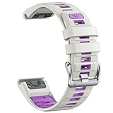 MAKAZHZZRM Cinturino in silicone da 20 mm adatto for Garmin Fenix ​​8 43 mm 7s/6S/6S Pro/5S/5S Plus(Misty Grey Violet)