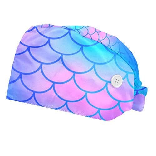 Chapeaux de travail motif sirène : couvre-chef unisexe ajustable pour hommes et femmes (lot de 2)