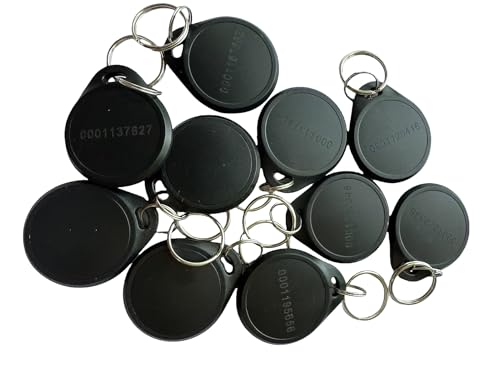 YARONGTECH Porte-clés RFID double fréquence, 125 kHz EM4100 et 13,56 MHz, porte-clés avec puce RFID 1K, 10 pièces, Noir , Dual Frequency
