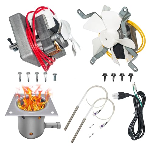 Universal PRO 6-in-1 Pellet Grill Upgrade Kit (2.0 RPM Auger Motor + Induction Fan + Fire Burn Pot + Dual Igniters + Power Cord) – Fits All Camp Chef Models, Most Traeger, Pit Boss, Z Grills & More