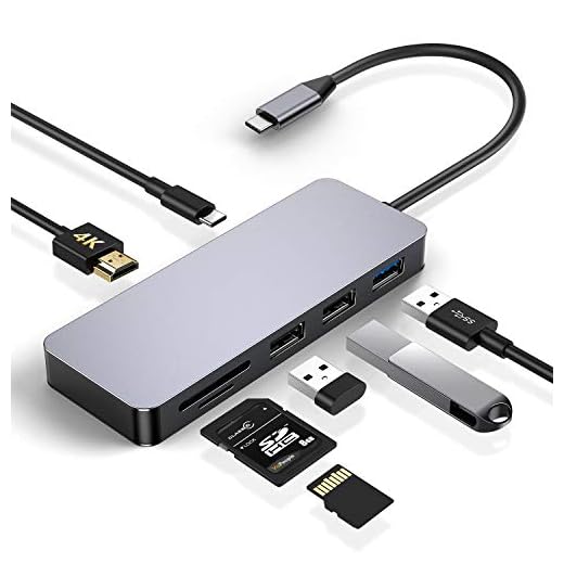 USB-C Hub 7-i-1, 4K HDMI-utgång, PD-laddning, Micro SD/SD-kortläsare, USB 3.0, Dex Dock, för Samsung S8/S9, Huawei P20/Mate 20 och MacBook, ChromeBook
