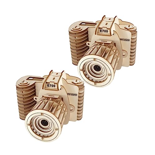 Puzzle 3D en bois appareil photo créatif Milisten | Lot de 2 pièces pour enfants