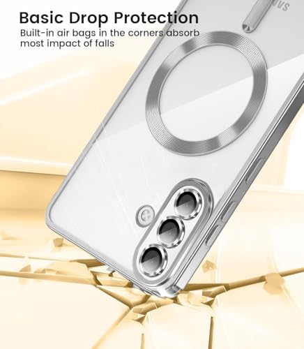 Image of VONZEE Clear Logo Electroplating Transparent Case for Samsung Galaxy S26 Plus 5G, Magnetic Plating [Support for MagSafe Charger] Electroplate TPU Cover- Grey