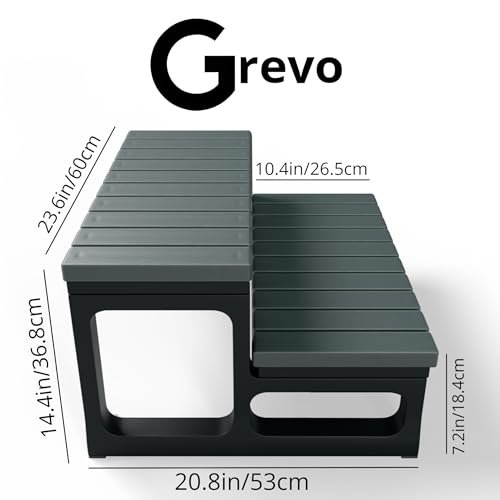Hot Tub Steps Grey/Spa Steps for Round or Straight Sided Spa, Non-Slip Steps for Outdoor/Indoor (Grey)