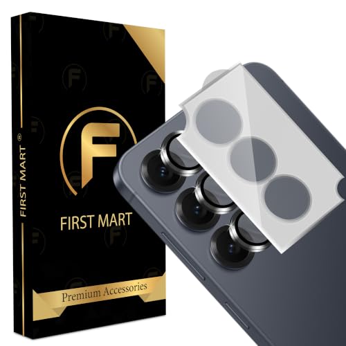 Image of FIRST MART Camera Lens Protector for Samsung Galaxy S25 | Black AR+AF Camera Rings with Auto-Align Frame, 9H Tempered Glass, Scratch Resistant, Case-Friendly | Pack of 1