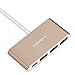 Price comparison product image MOMAX USB-C Hub with Type C Power Delivery, 3 USB 3.0 Ports for New Apple MacBook 12, MacBook Pro 13 15 (2016 2017) Touch Bar, Dell XPS and More, Charging Adapter - Champagne Gold
