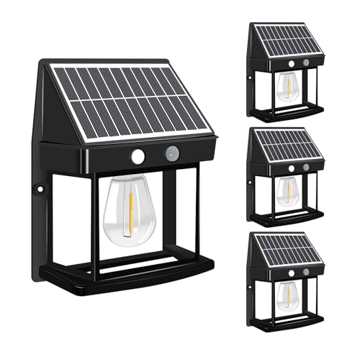 Willmind ソーラーライト 屋外 壁掛け ウォールライト 人感センサー 自動点灯 暖色2700K 玄関 門柱 庭 ガーデン フェンス 装飾照明 4個セット