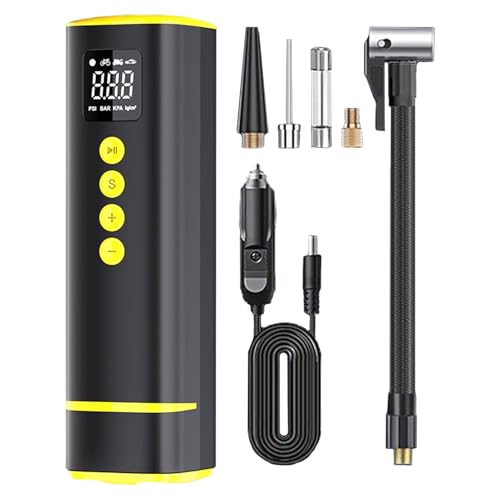 Inflador De Neumáticos Compresor De Aire Portátil - Inflador para Neumáticos de Coche - 150 PSI Manómetro Inalámbrico Eléctrico para De Coches Motos Bicicletas Camiones