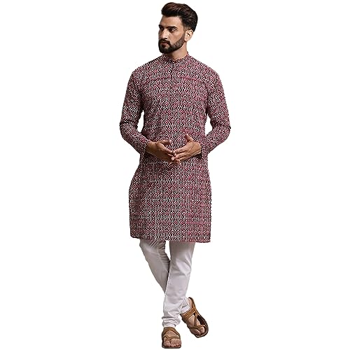 Image of SOJANYA (Since 1958 Men's Cotton Print Kurta & Churidar Pyjama Set